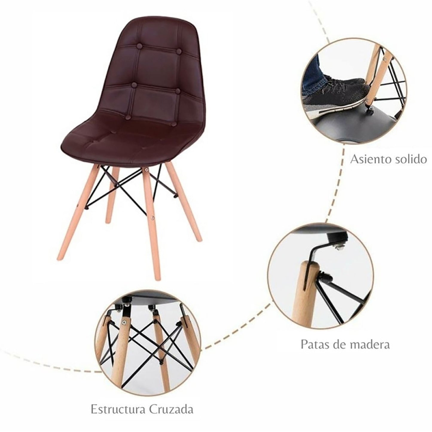 Silla Eames Botones Café