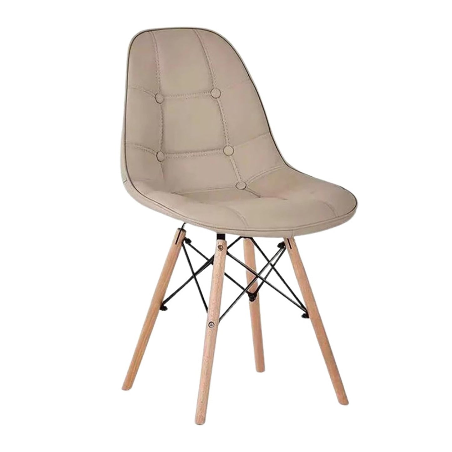 Juego de Comedor Premium Kano con 4 Sillas Eames botones camel