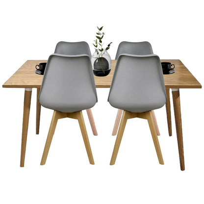 Juego de Comedor Madera Robledo con 4 Sillas Milano gris