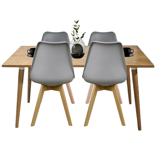 Juego de Comedor Madera Robledo con 4 Sillas Milano gris