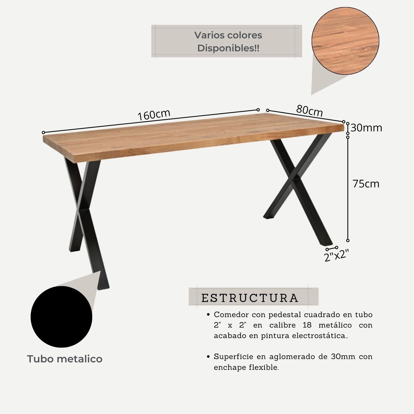 Mesa de Comedor Indika macadamia negro