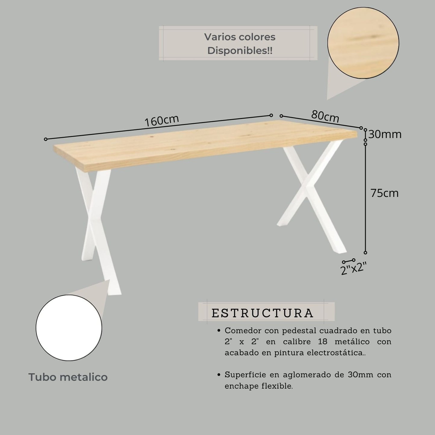 Mesa de Comedor Indika macadamia blanco