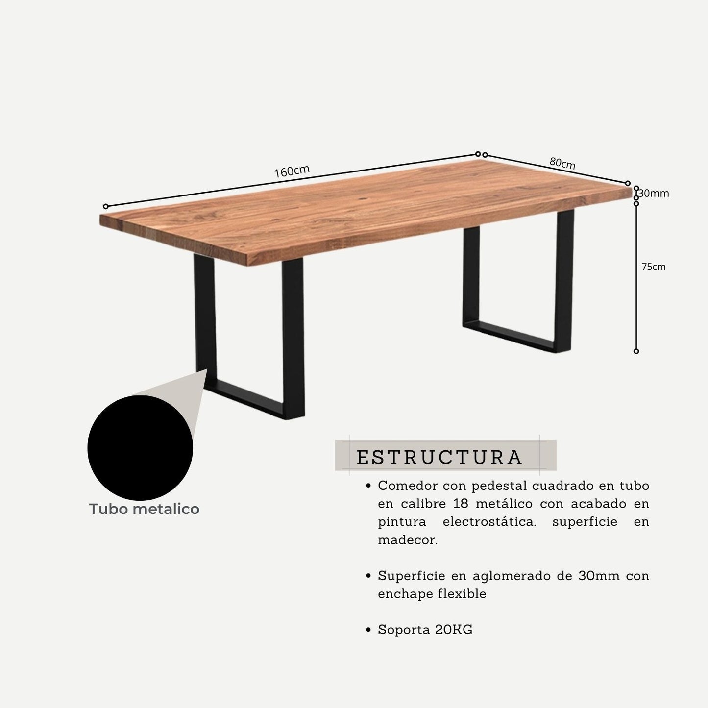 Mesa de Comedor Celeno macadamia negro