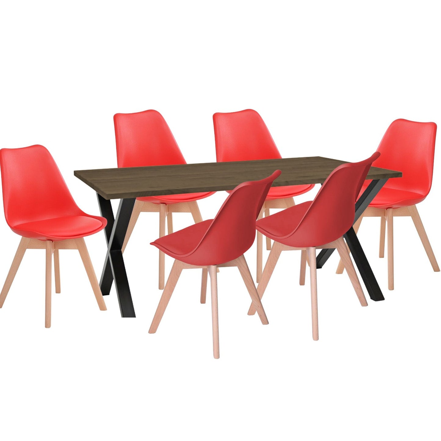 Juego de Comedor Indika beyota con 6 Sillas Milano rojo