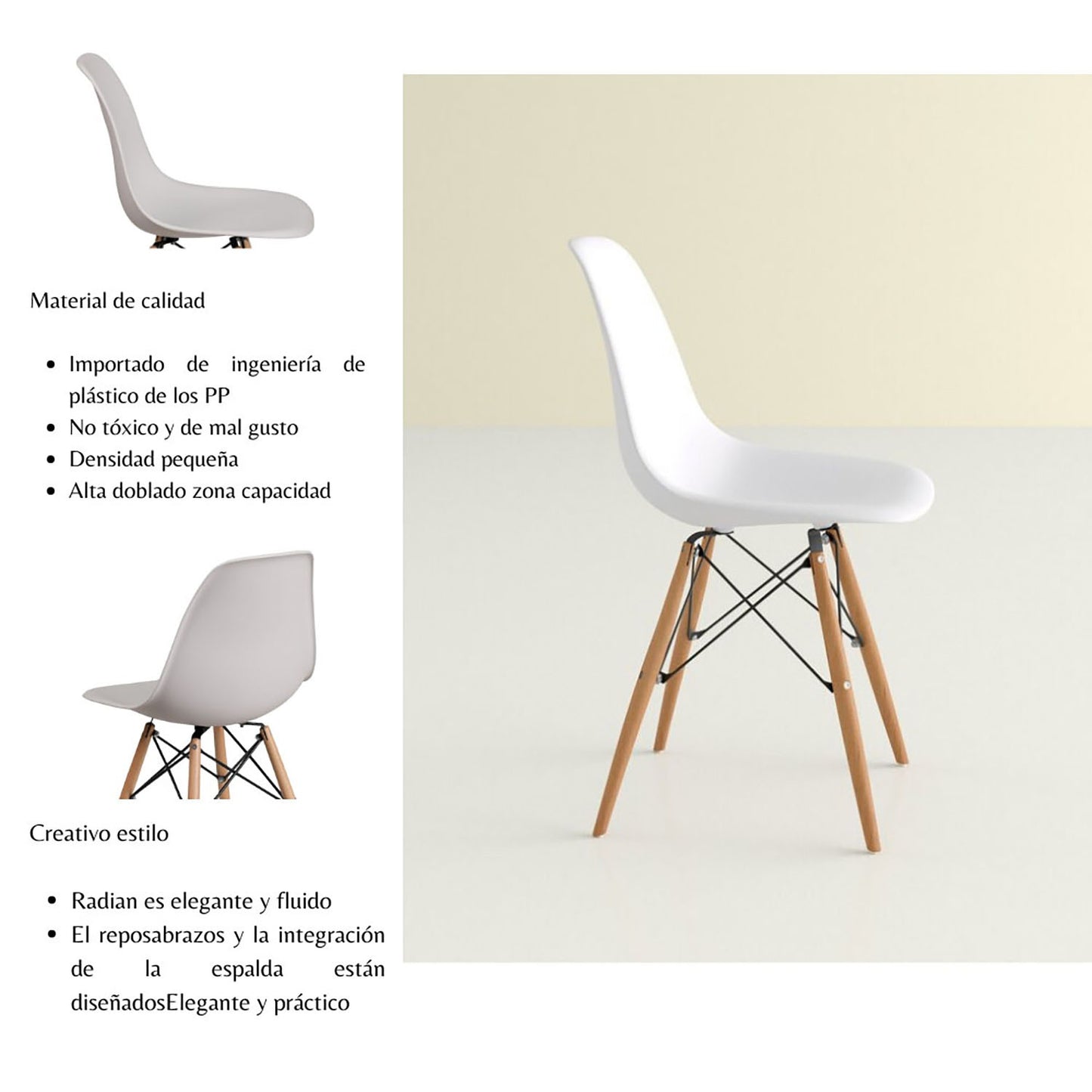 Juego de Comedor White redondo con 4 Sillas Eames blanco