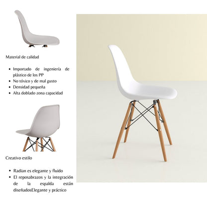 Juego de Comedor White redondo con 4 Sillas Eames blanco