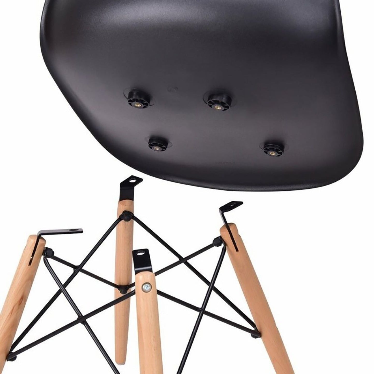 Juego de Comedor White redondo con 4 Sillas Eames negro