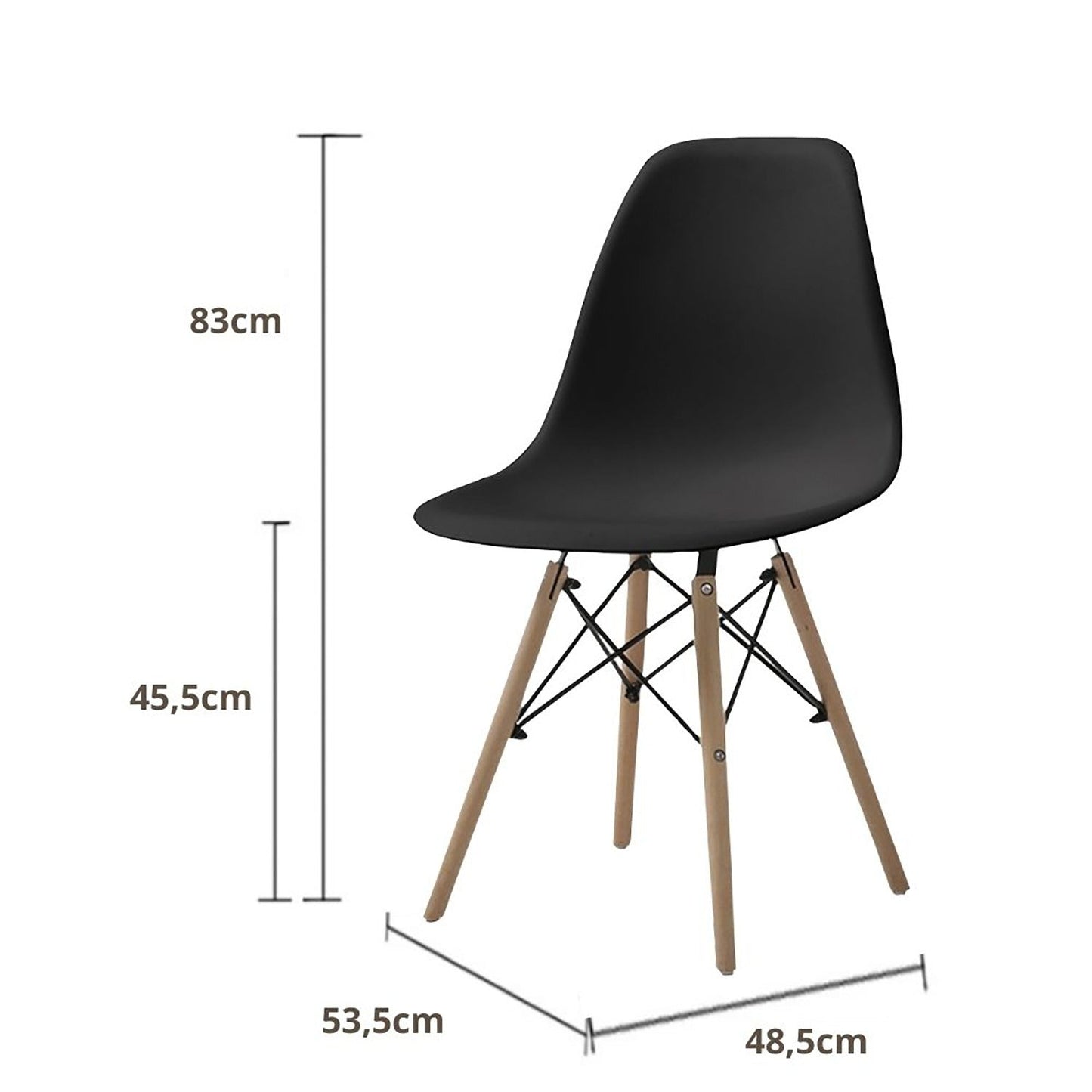 Juego de Comedor White redondo con 4 Sillas Eames negro