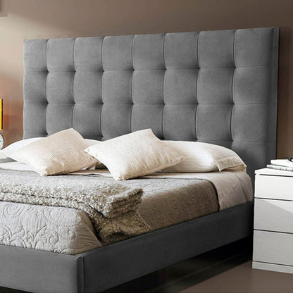 Base Cama Con Espaldar Queen Luxury Gris Plata