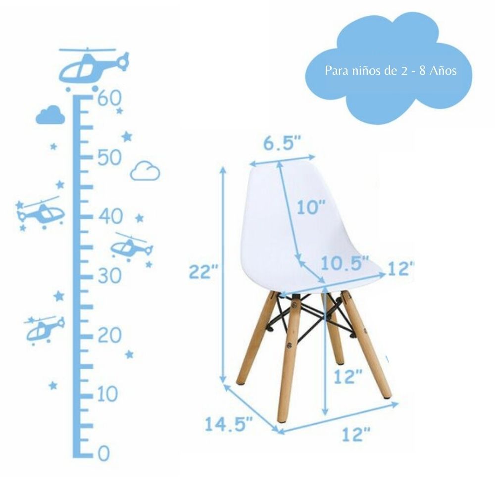 Mesa Infantil Eames con Silla Eames Blanco