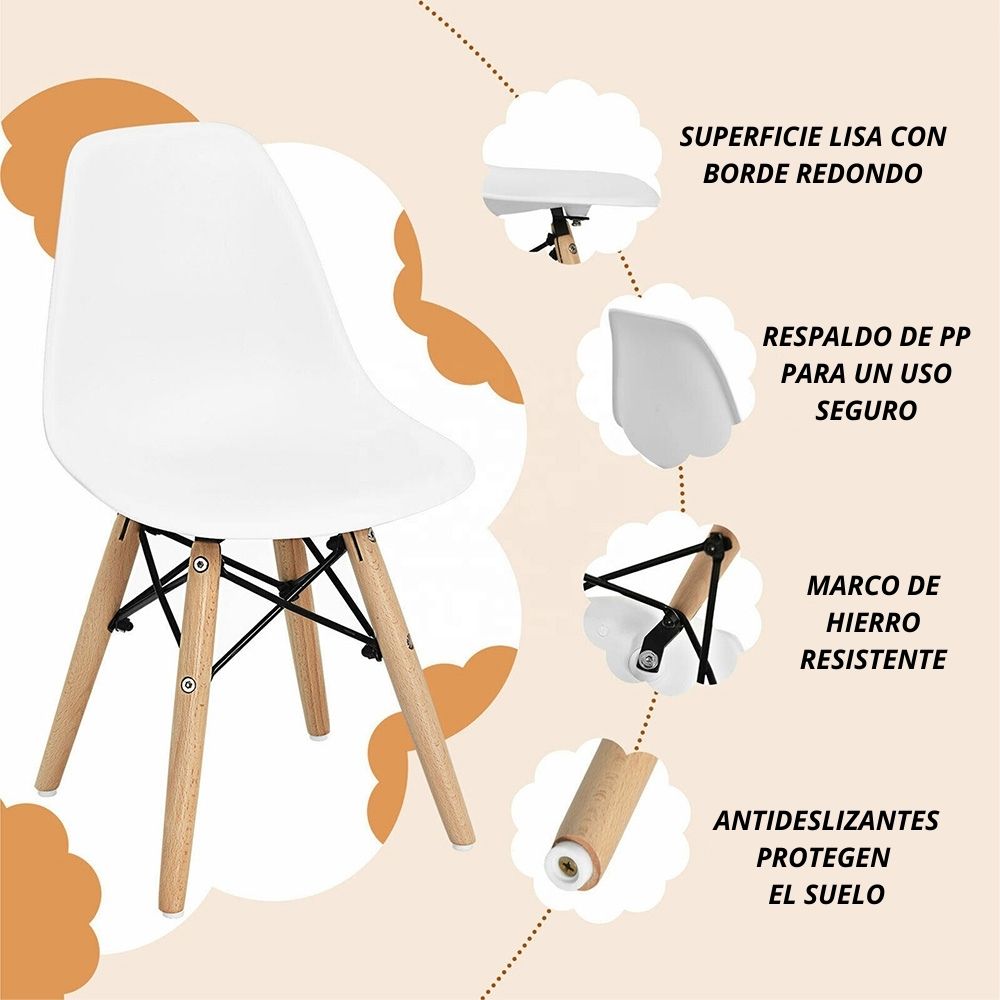 Mesa Infantil Eames con Silla Eames Blanco