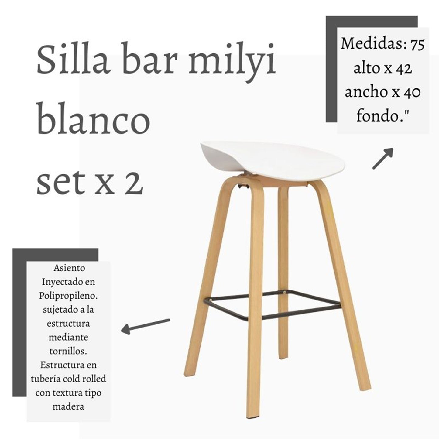 Silla de Barra Milyi Blanco