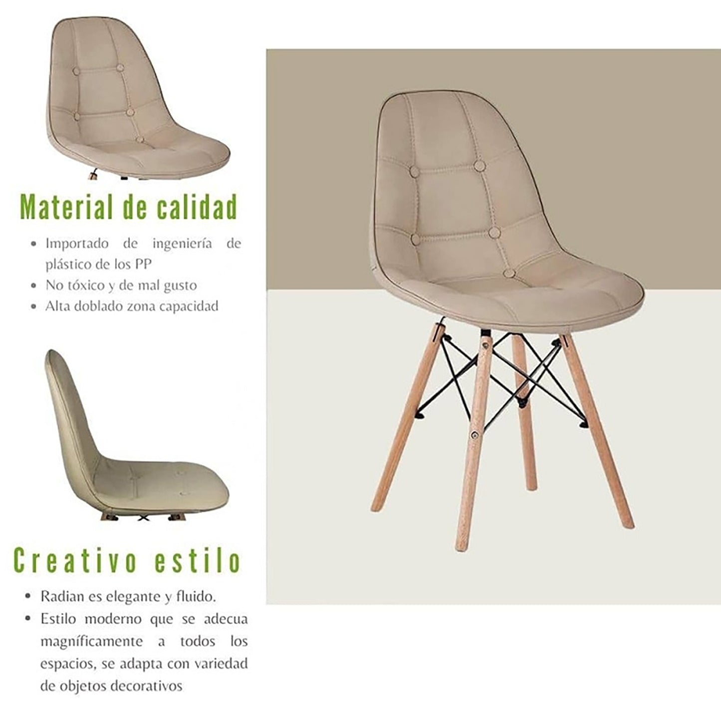 Silla Eames Botones Beige