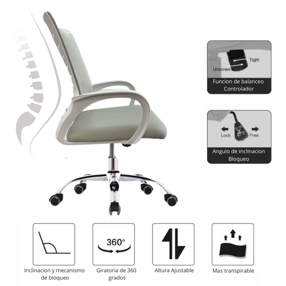 Silla De Oficina Line Revolucion Gris