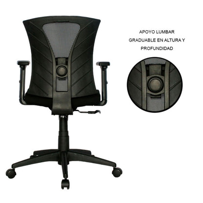 Silla De Oficina Turmanila Gerente Brazos 3D 4 Bloqueos Negro