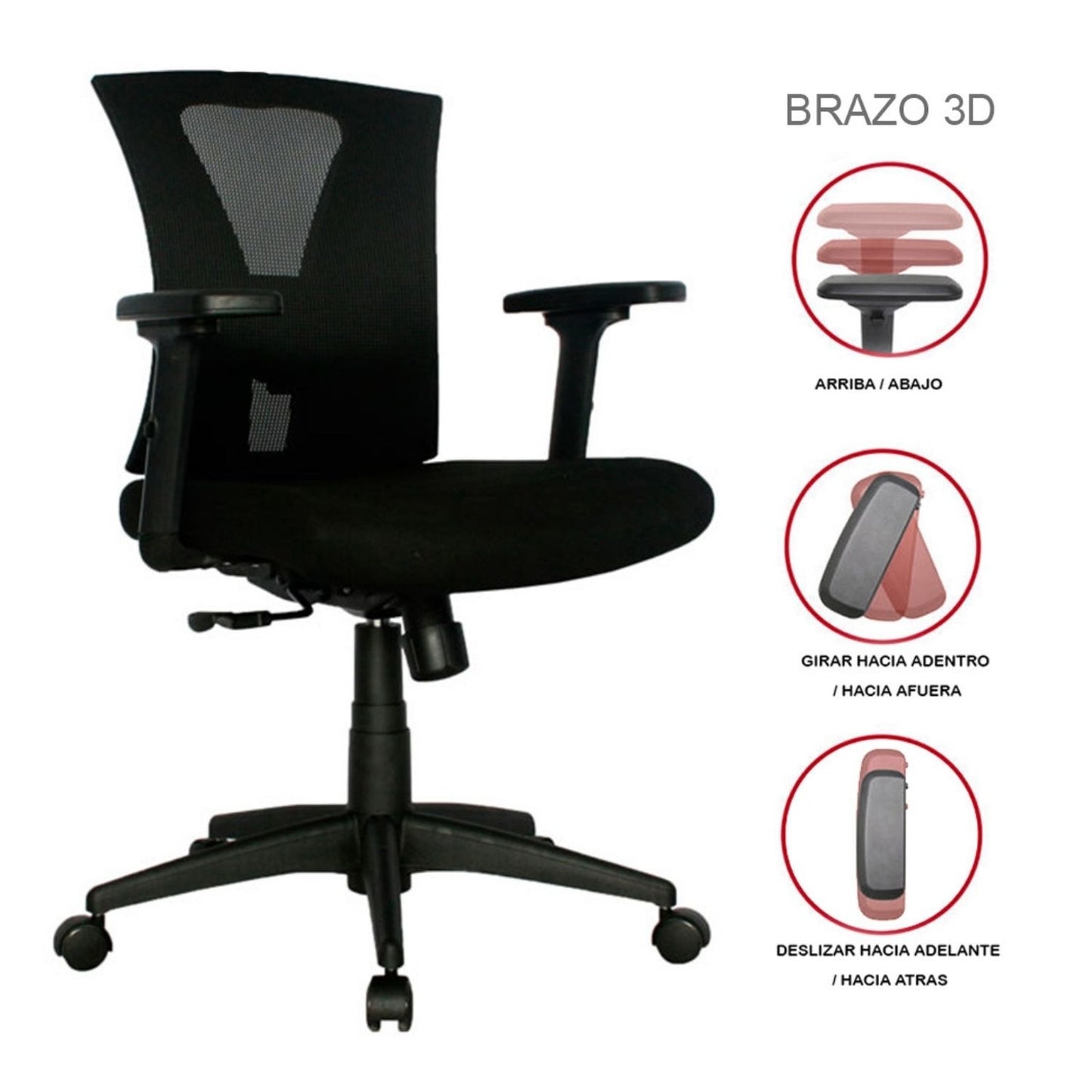 Silla De Oficina Turmanila Gerente Brazos 3D 4 Bloqueos Negro