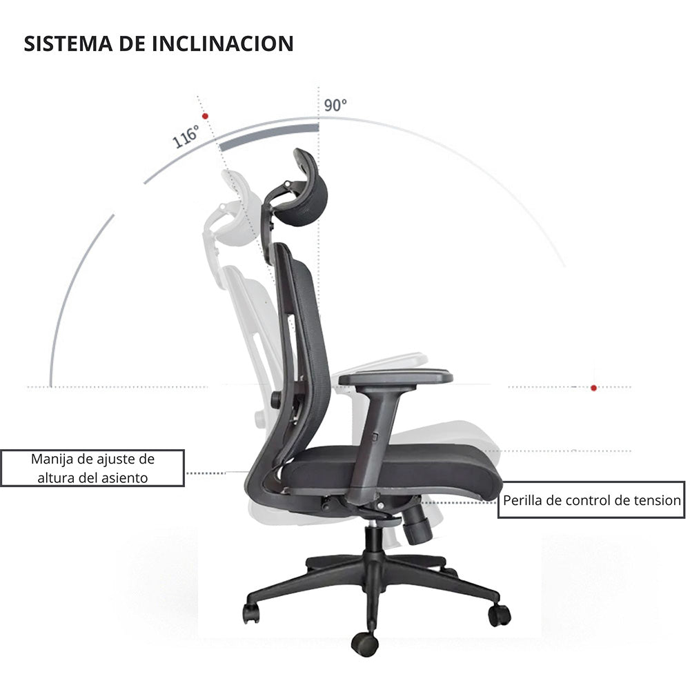 Silla De Oficina Jaspen Presidente Negro