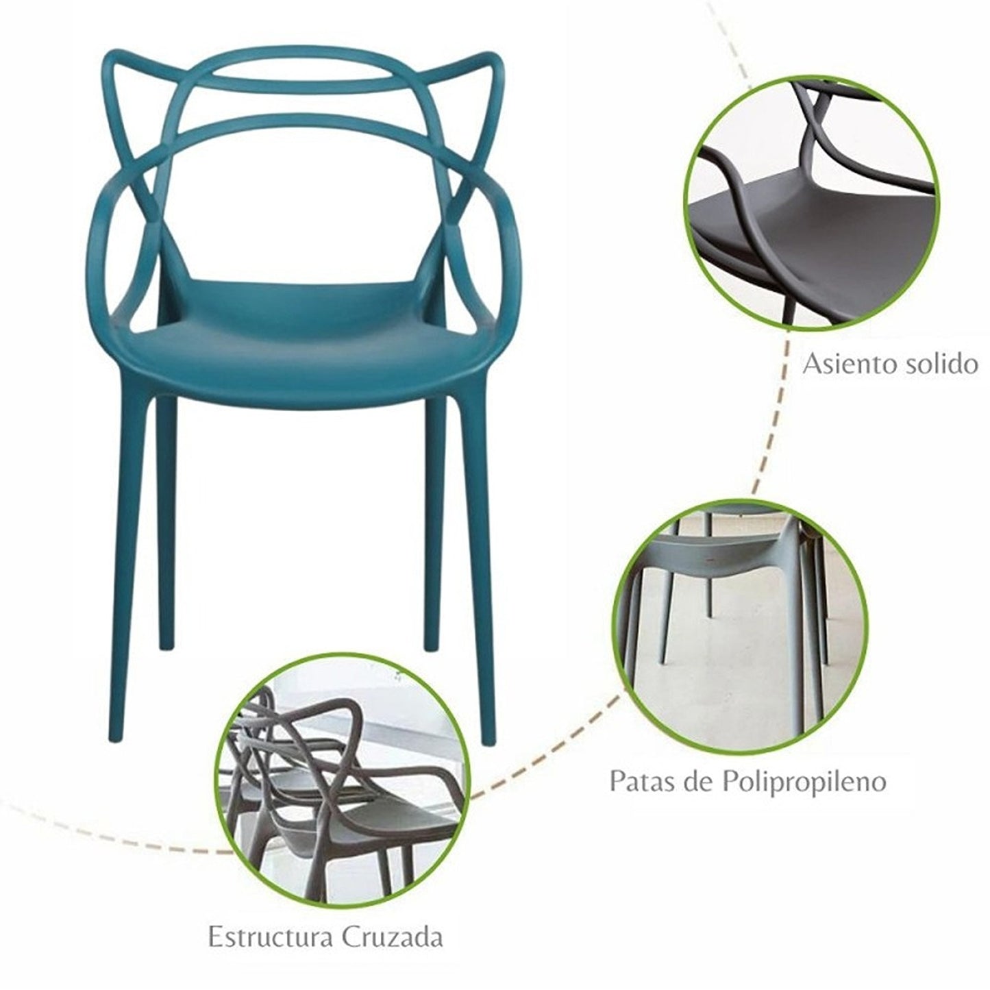 Silla Curva Streem Verde petroleo