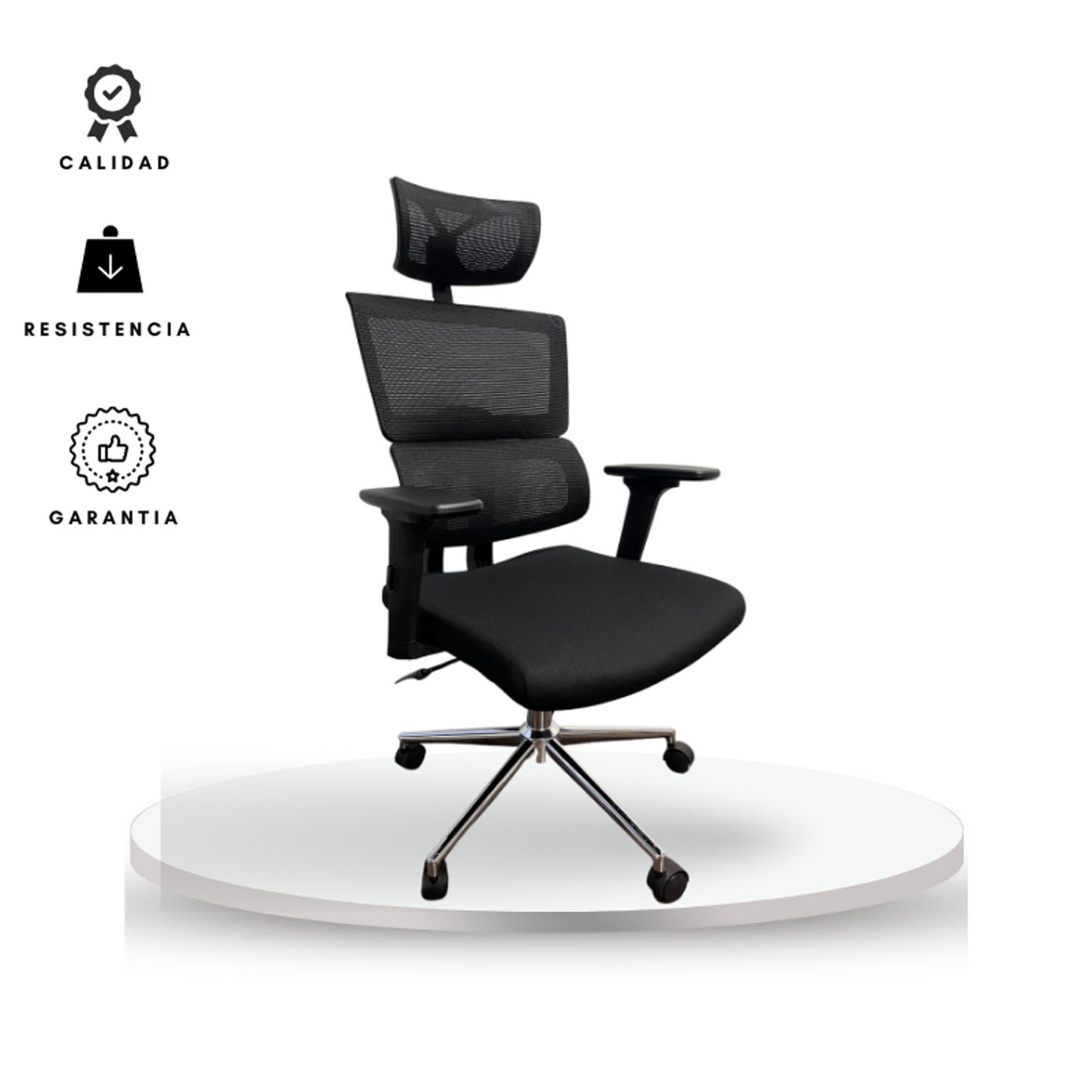 Silla De Oficina Lorient Premium Base Cromada 107X53X52 Negro