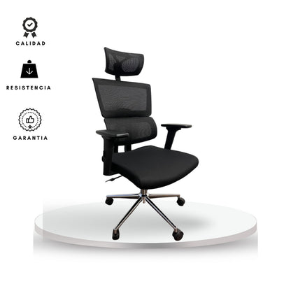 Silla De Oficina Lorient Premium Base Cromada 107X53X52 Negro