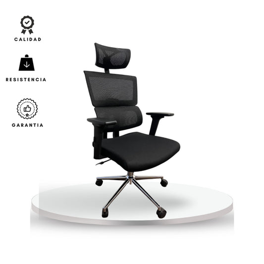 Silla De Oficina Lorient Premium Base Cromada 107X53X52 Negro