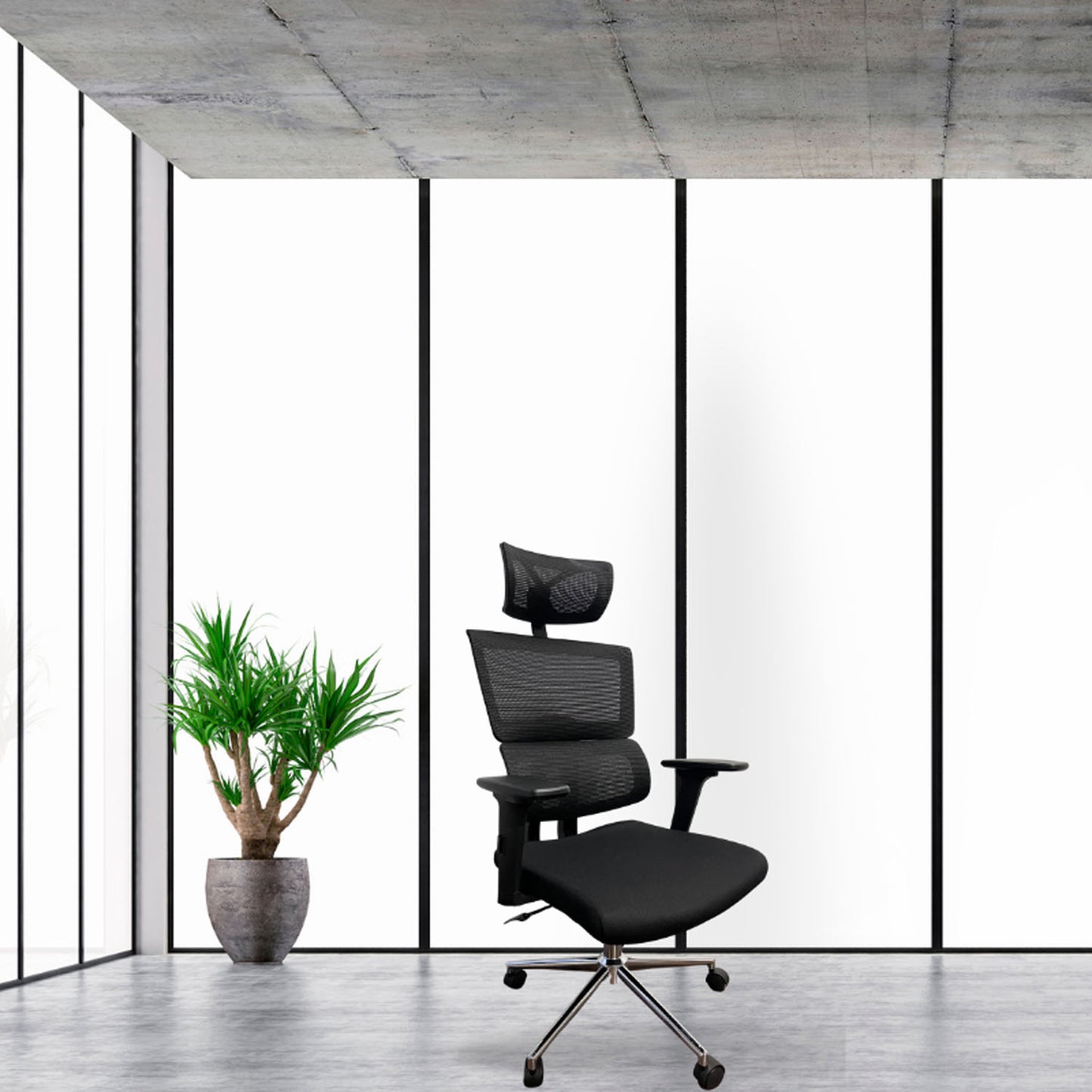 Silla De Oficina Lorient Premium Base Cromada 107X53X52 Negro