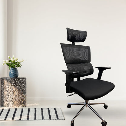 Silla De Oficina Lorient Premium Base Cromada 107X53X52 Negro