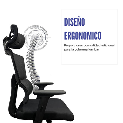 Silla De Oficina Lorient Premium Base Cromada 107X53X52 Negro