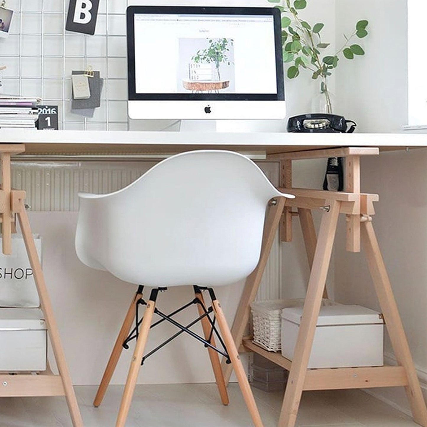 Set x4  Silla Eames Brazos Blanco