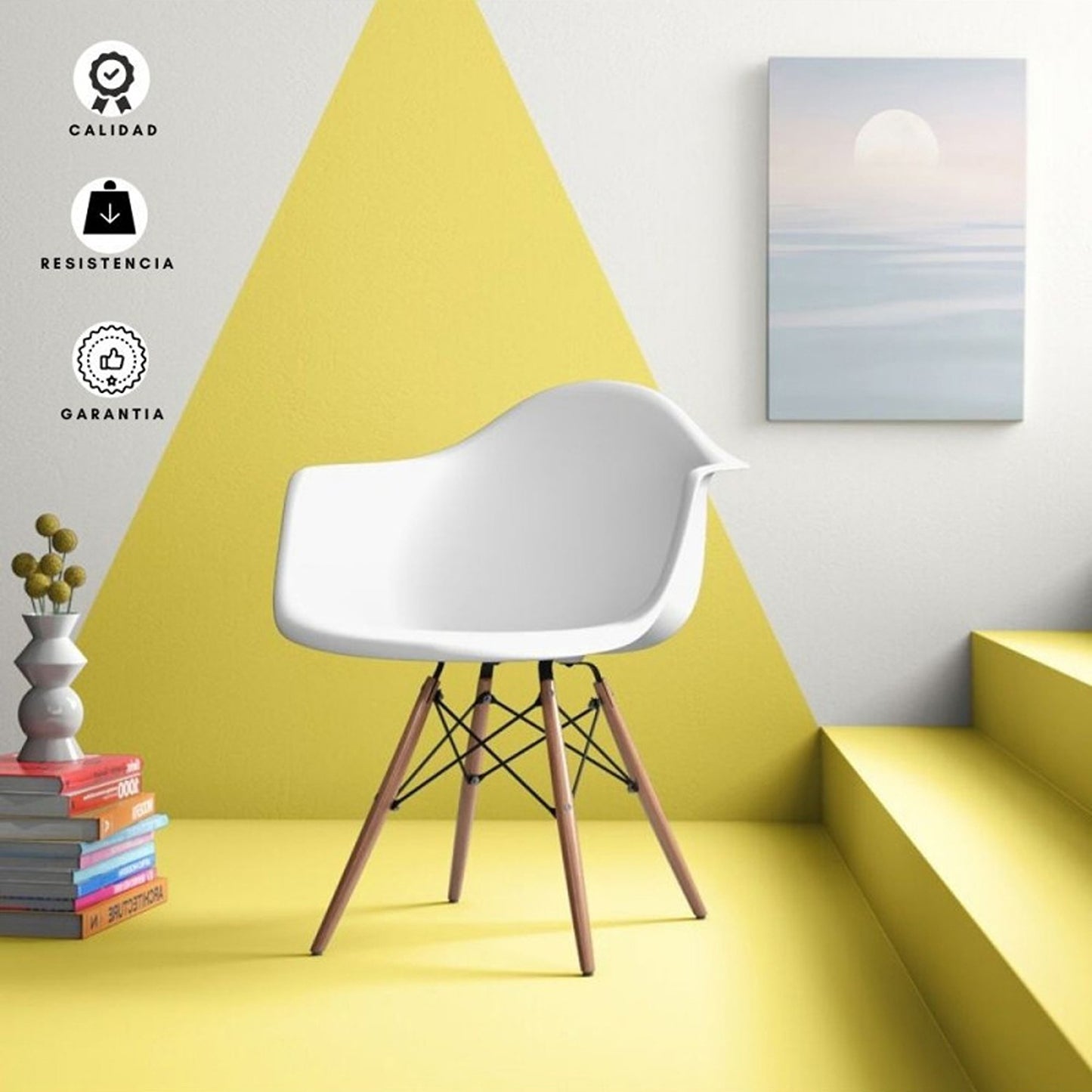 Set x4  Silla Eames Brazos Blanco
