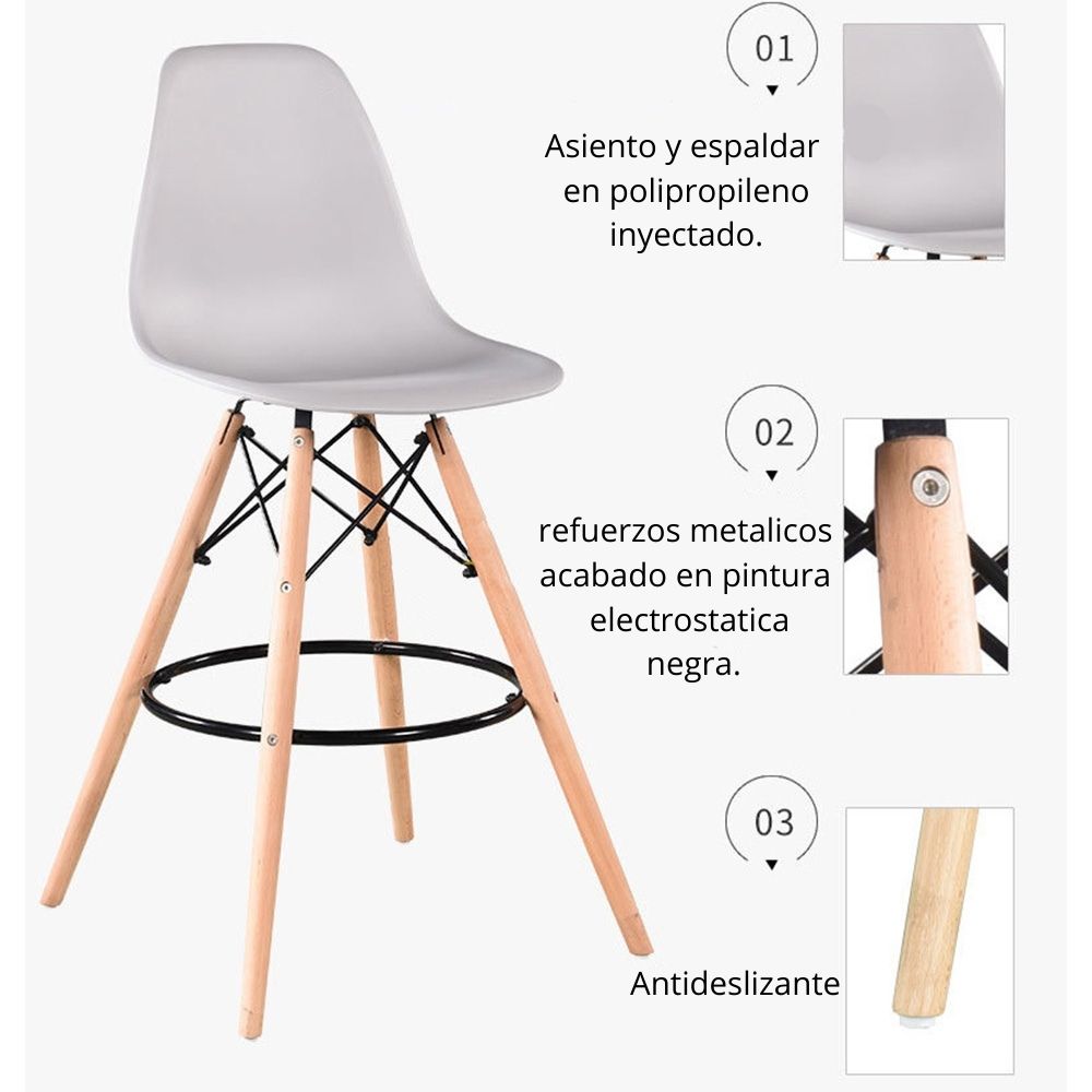 Silla de Barra Eames Blanco