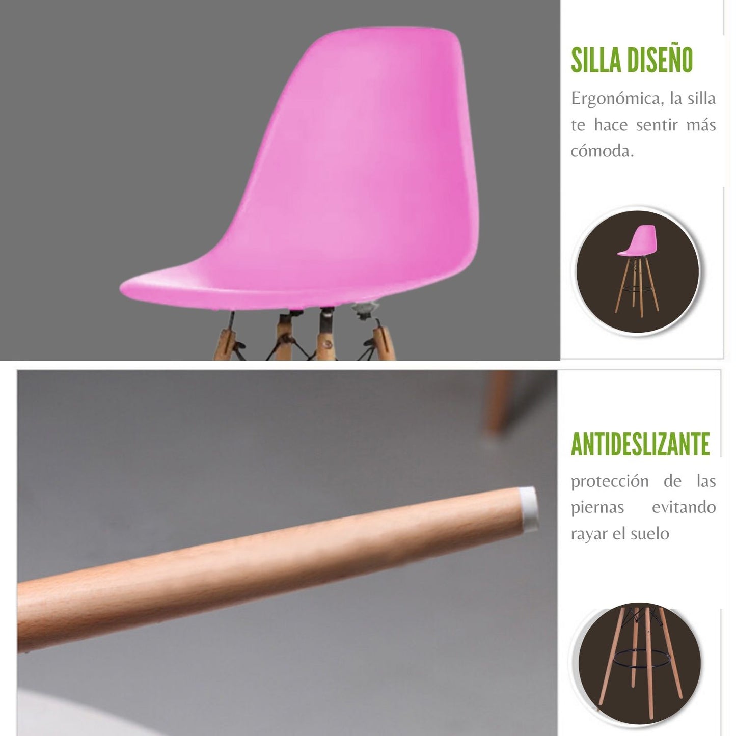 Silla de Barra Eames Rosada