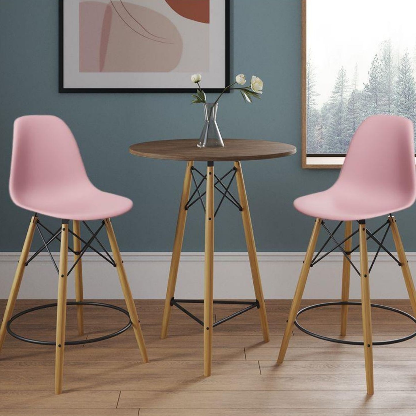 Silla de Barra Eames Rosada