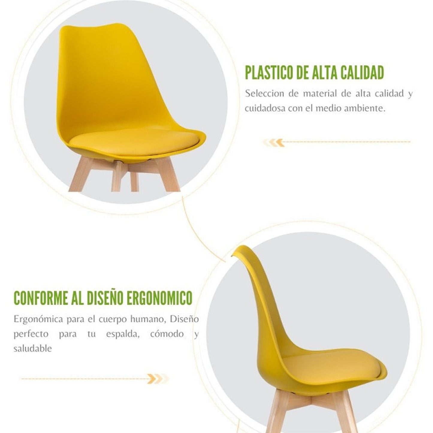 Set x2 Silla Tapizada Milano Amarillo