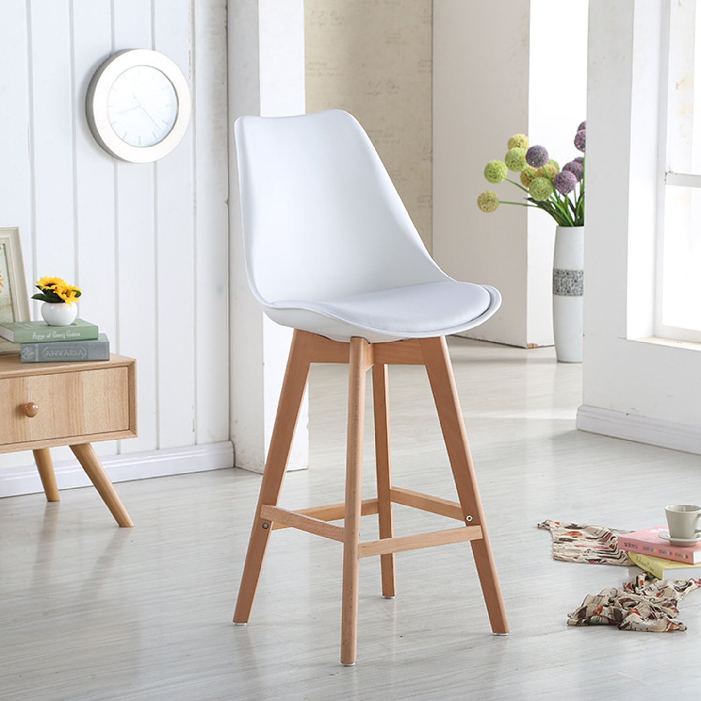 Set x2 Silla de Barra Milano Tapizada Blanco