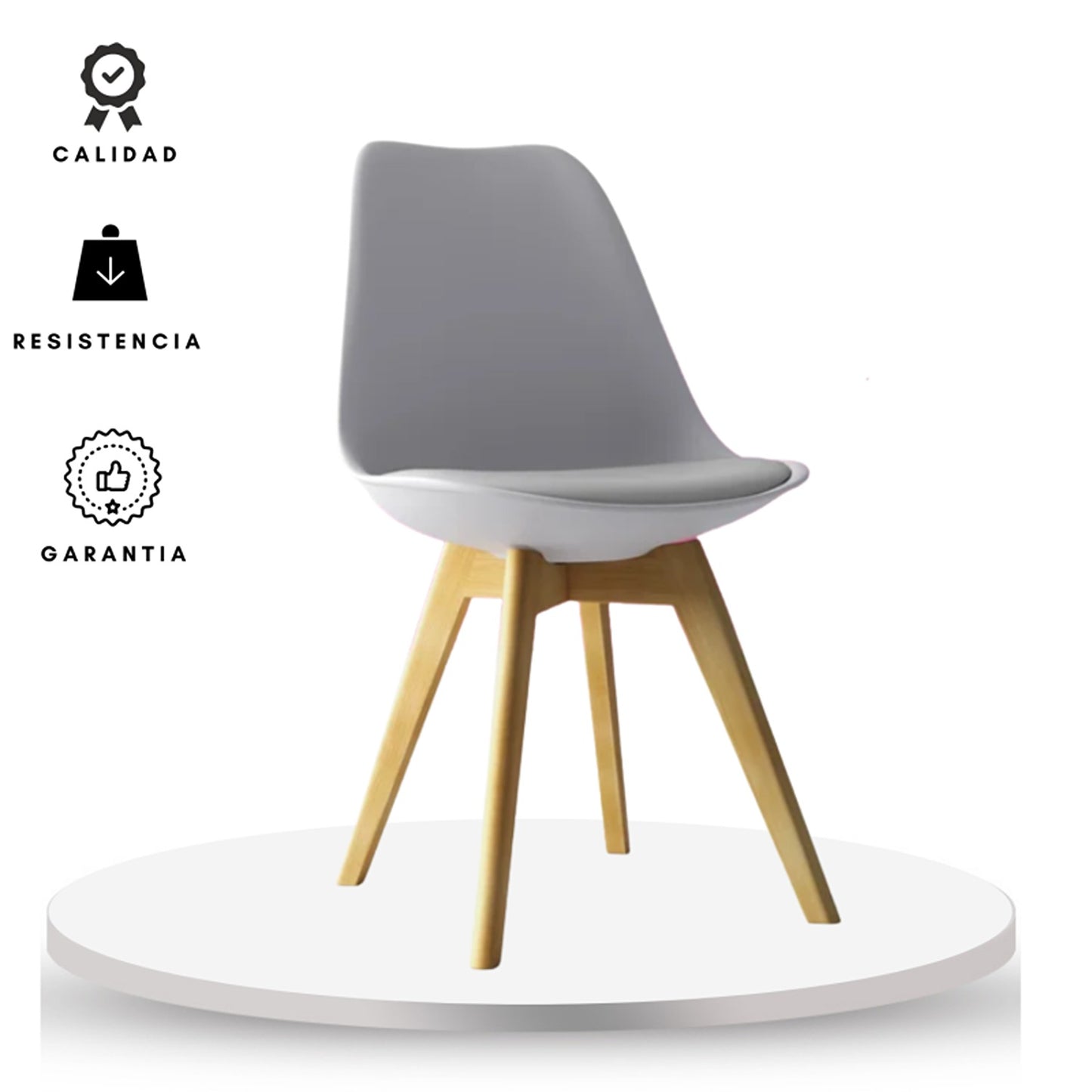 Juego de Comedor Indika macadamia blanco con 6 Sillas Milano gris