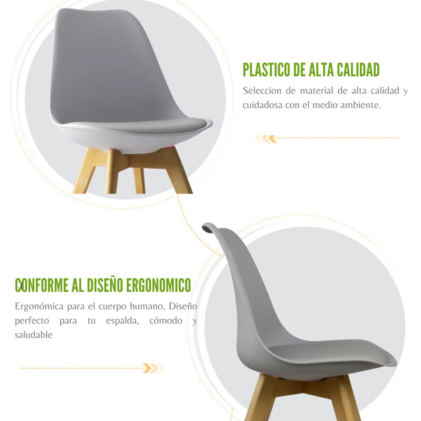 Juego de Comedor Madera Robledo con 4 Sillas Milano gris