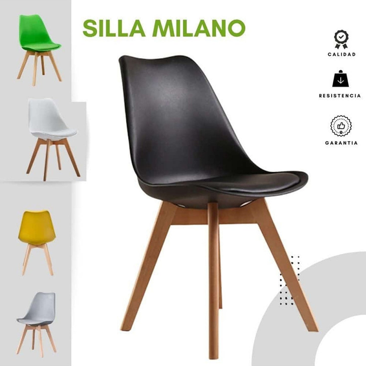 Set x2 Silla Tapizada Milano Negro