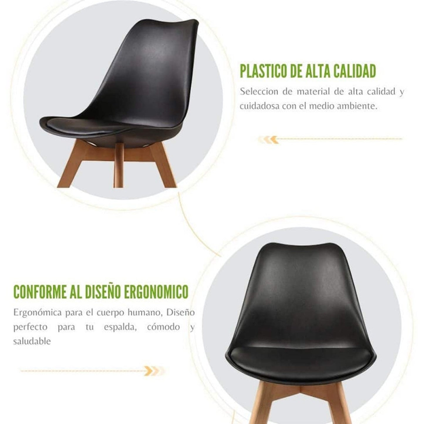 Juego de Comedor Indika macadamia blanco con 6 Sillas Milano negro