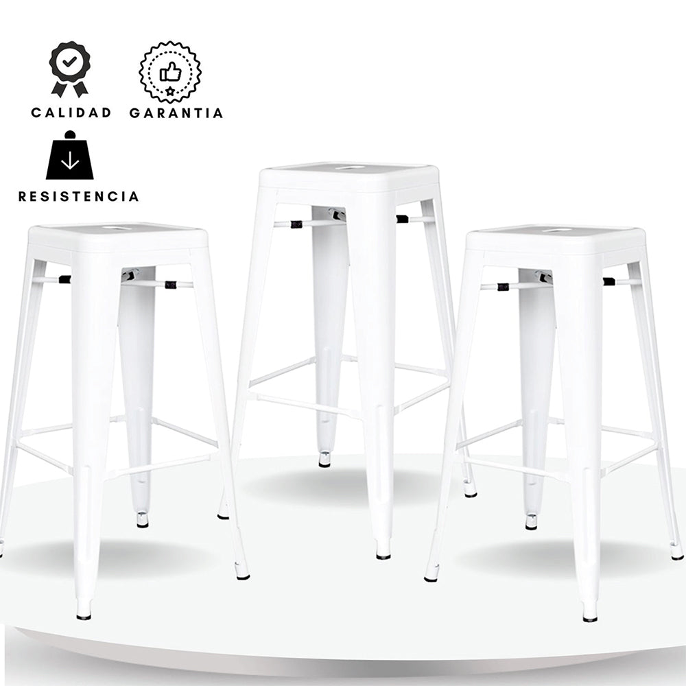Set x3 Silla de Barra True Blanco