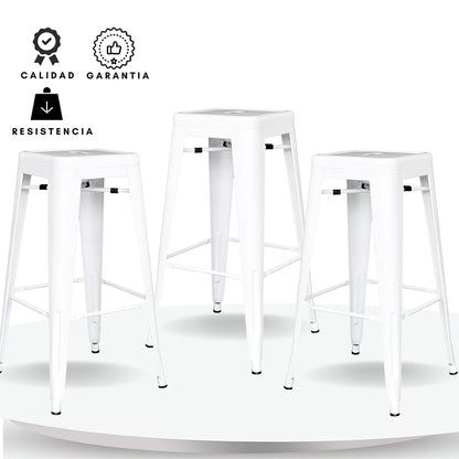 Set x3 Silla de Barra True Blanco