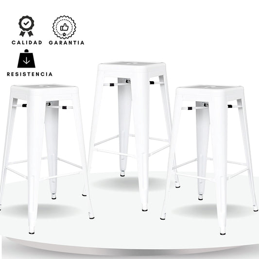 Set x3 Silla de Barra True Blanco