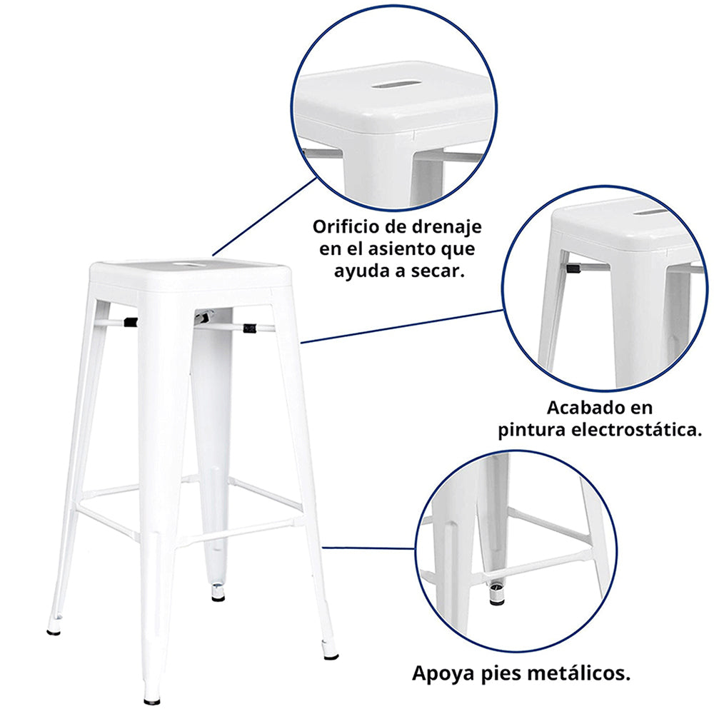 Set x3 Silla de Barra True Blanco