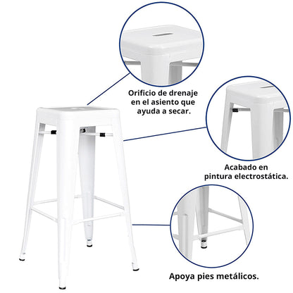 Set x3 Silla de Barra True Blanco