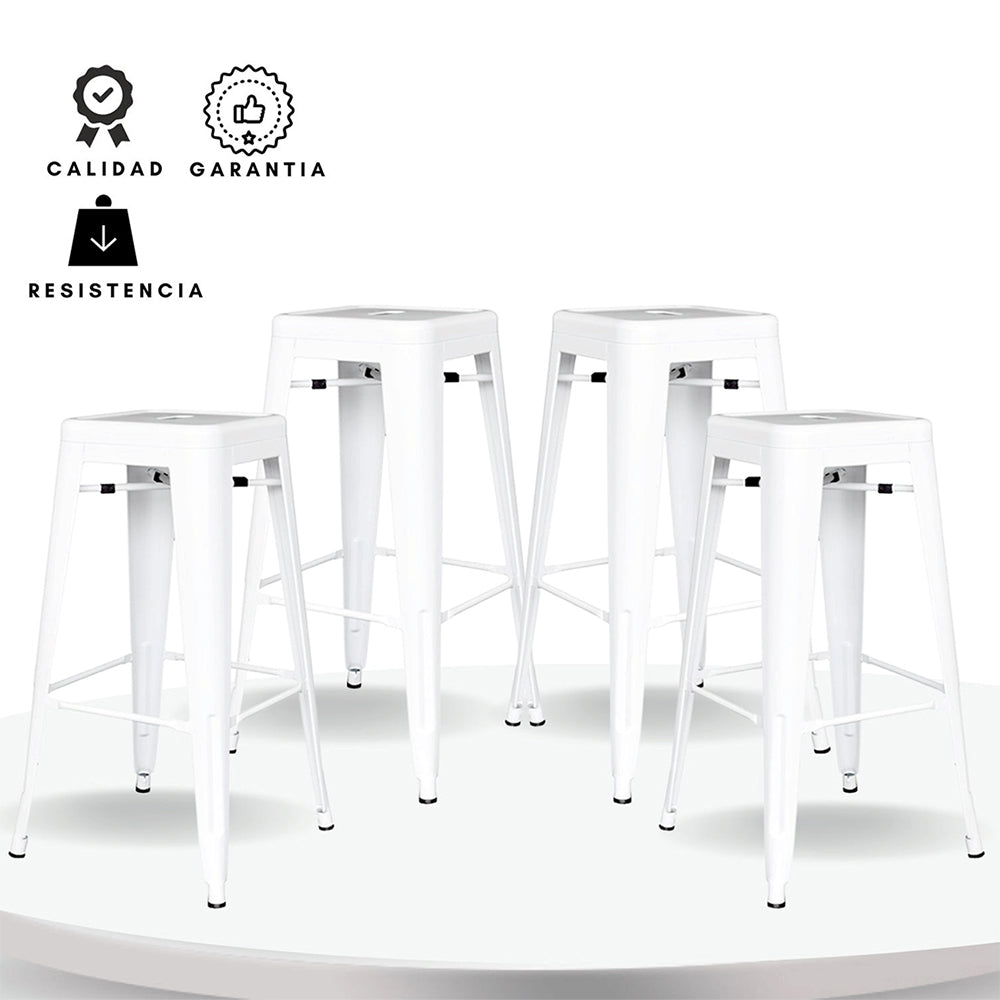 Set x4 Silla de Barra True Blanco