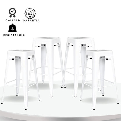 Set x4 Silla de Barra True Blanco