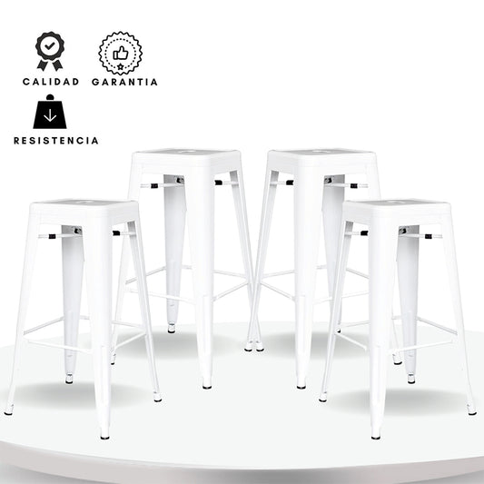 Set x4 Silla de Barra True Blanco