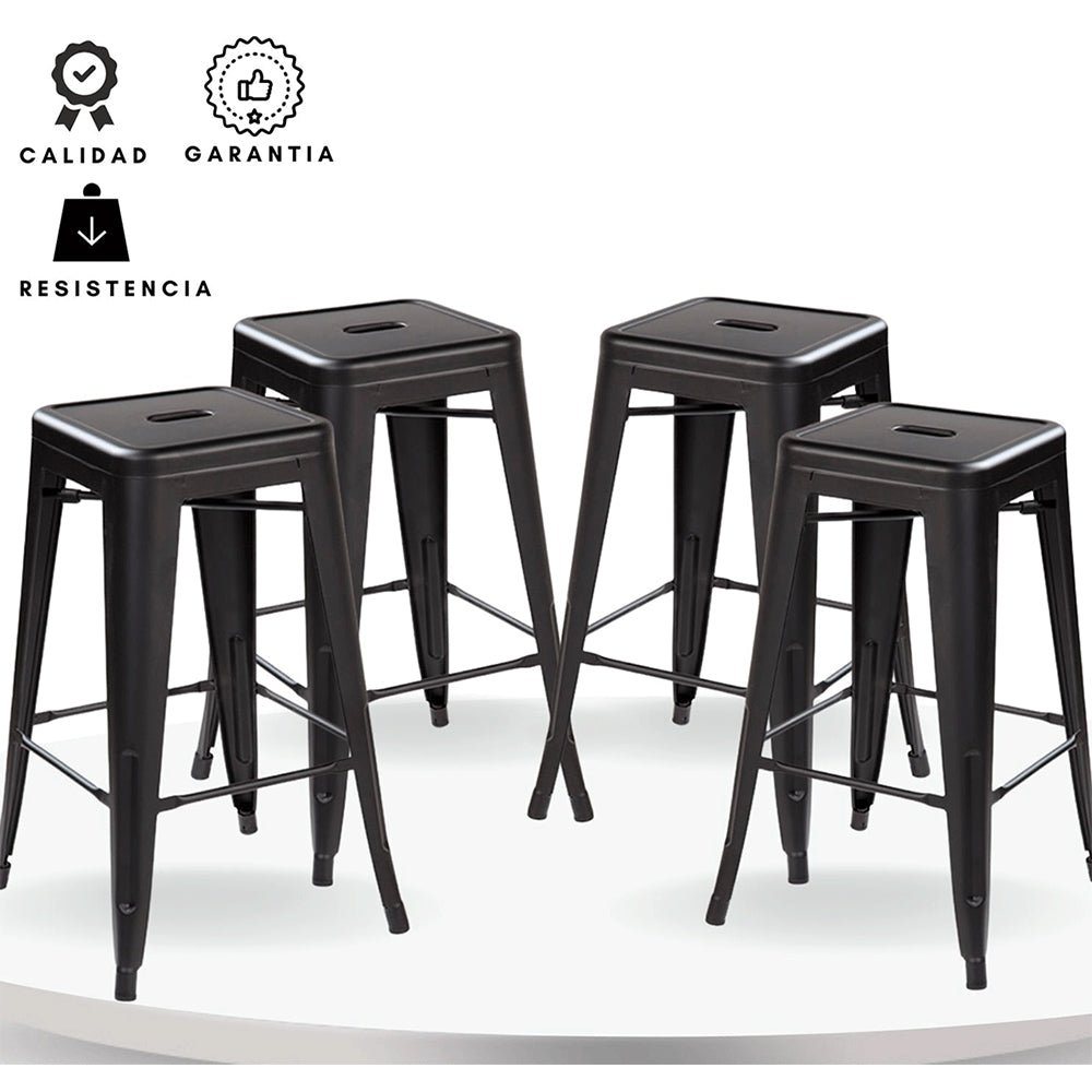Set x4 Silla de Barra True Negro