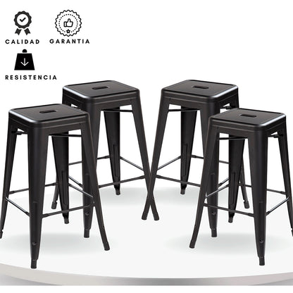 Set x4 Silla de Barra True Negro