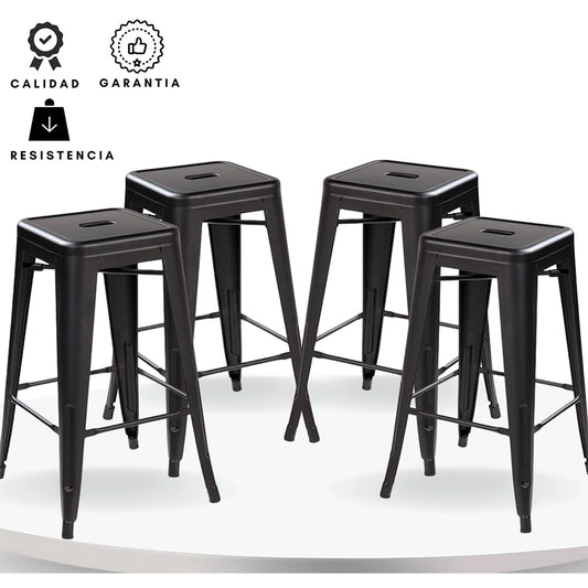 Set x4 Silla de Barra True Negro